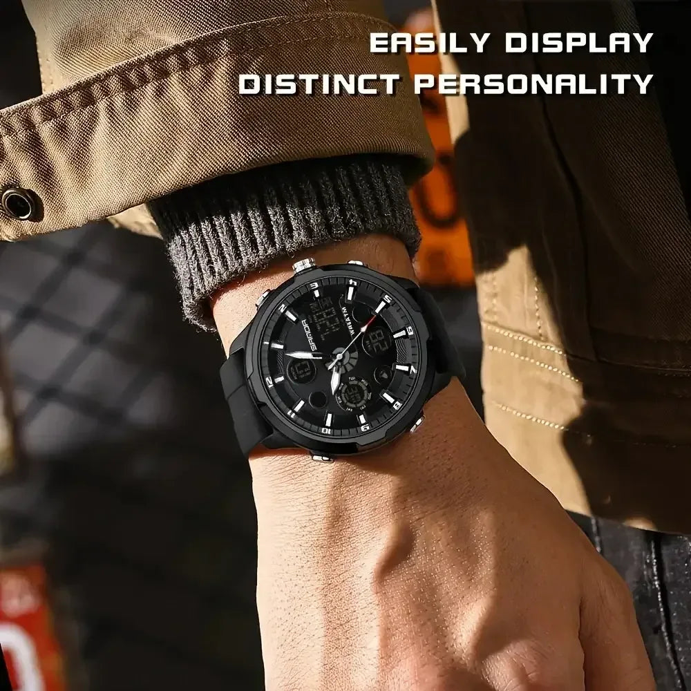 Electronic Round Watch Luminous Dual Display Timing Week Date Alarm Clock Stopwatch Multi Function Watch green / United States