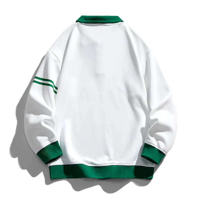 Men Oversized Contrasting Colors Lapel Sweatshirt