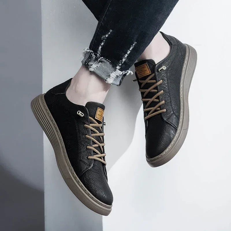 Mens Lace Up Oxford Leather Shoes Black / 8.5