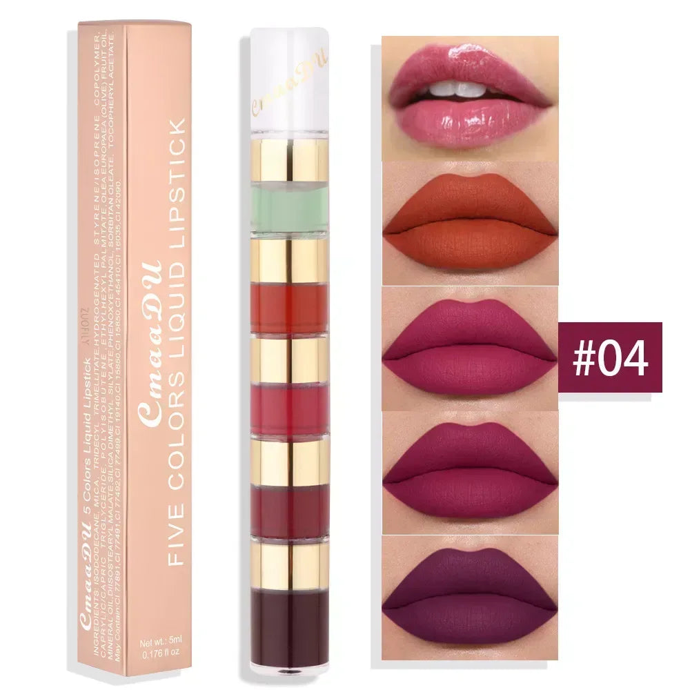 5 In 1 Matte Lipstick Kit Combo Strip 04