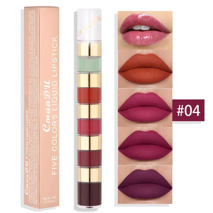 5 In 1 Matte Lipstick Kit Combo Strip 04