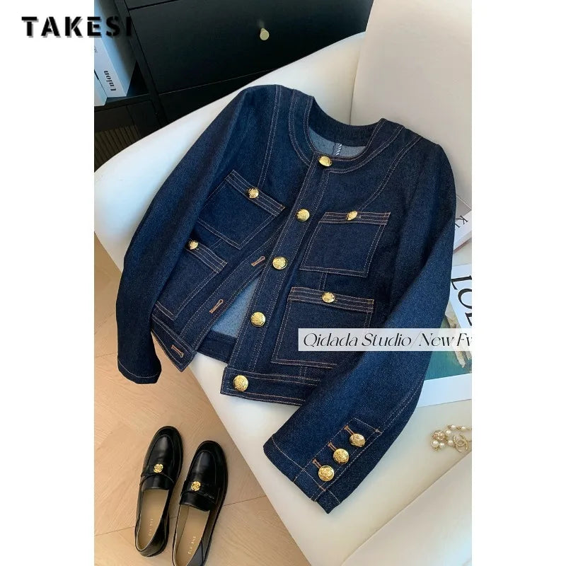 Casual Blue Elegant Denim Jacket