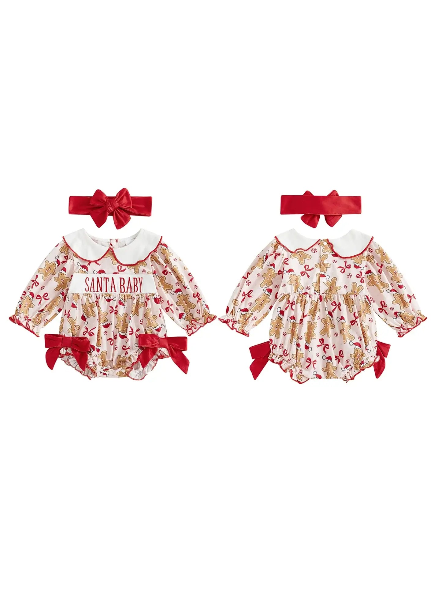 Baby Girl Christmas Gingerbread Outfit Red / 6-12 Months / United States