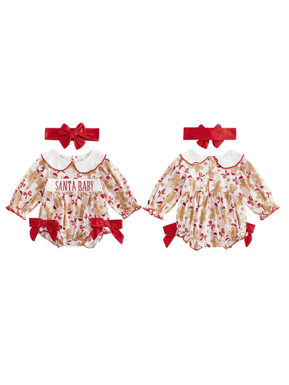 Baby Girl Christmas Gingerbread Outfit Red / 6-12 Months / United States