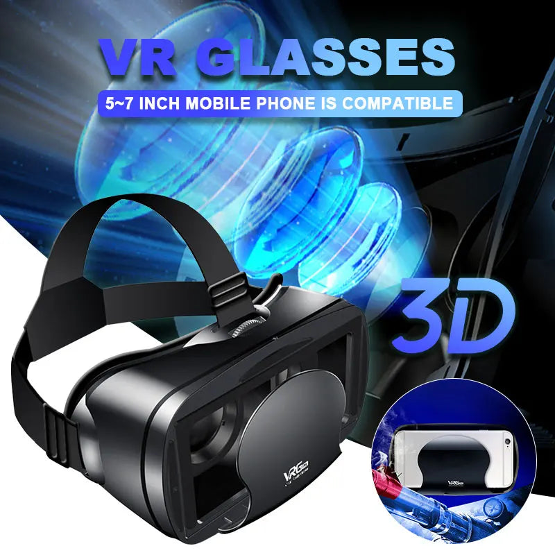 VRG Pro 3D VR Headset with Adjustable Lenses – Immersive Smart Glasses for 3.5–7” Smartphone