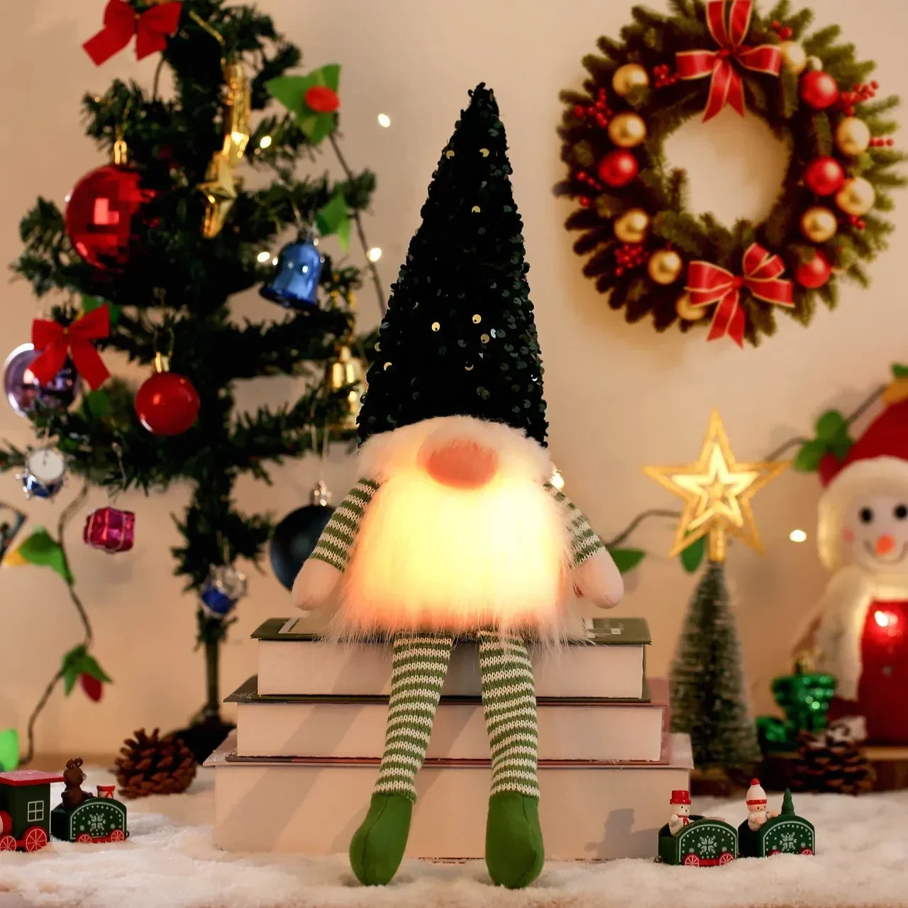 Christmas Elf Knitted Gnome with LED Light