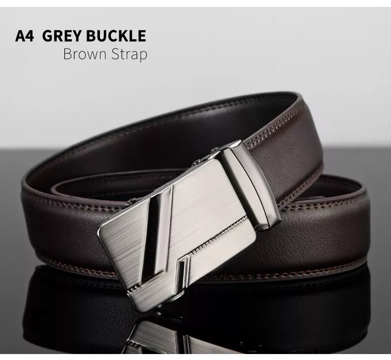 Men Leather Belt Metal Automatic Buckle