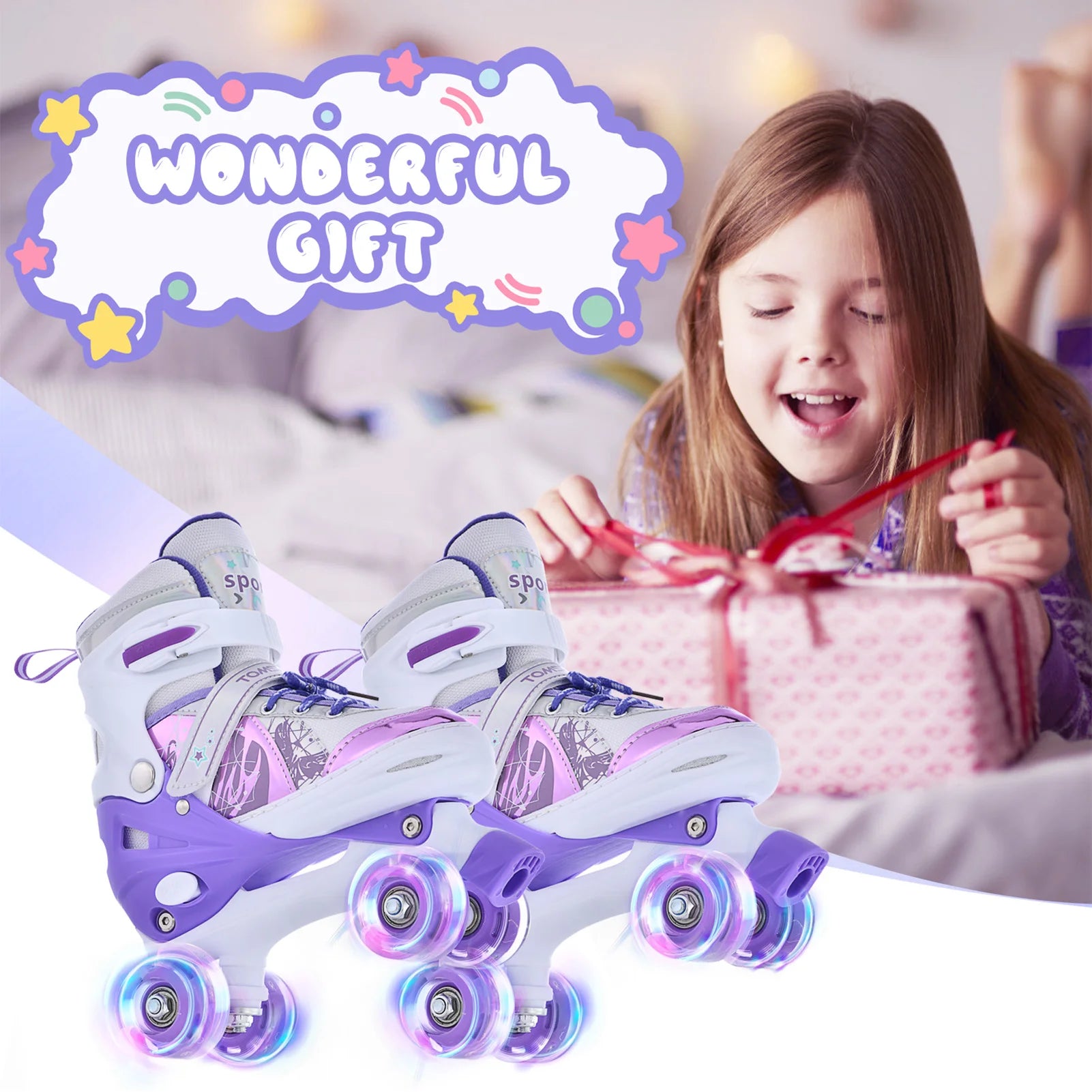 Adjustable Light-Up Roller Skates for Kids