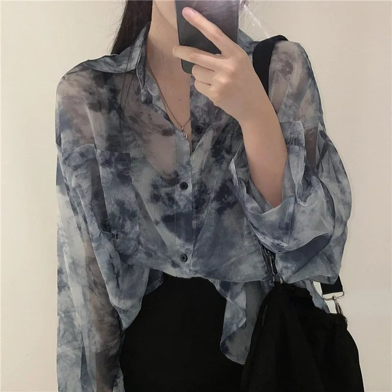 Shirts Women Fashion Tie Dye Harajuku Gothic Top