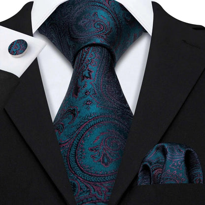 Red Skull Silk Tie Set with Handkerchief – Designer Men’s Necktie for Wedding, Business & Parties 5227 / United States