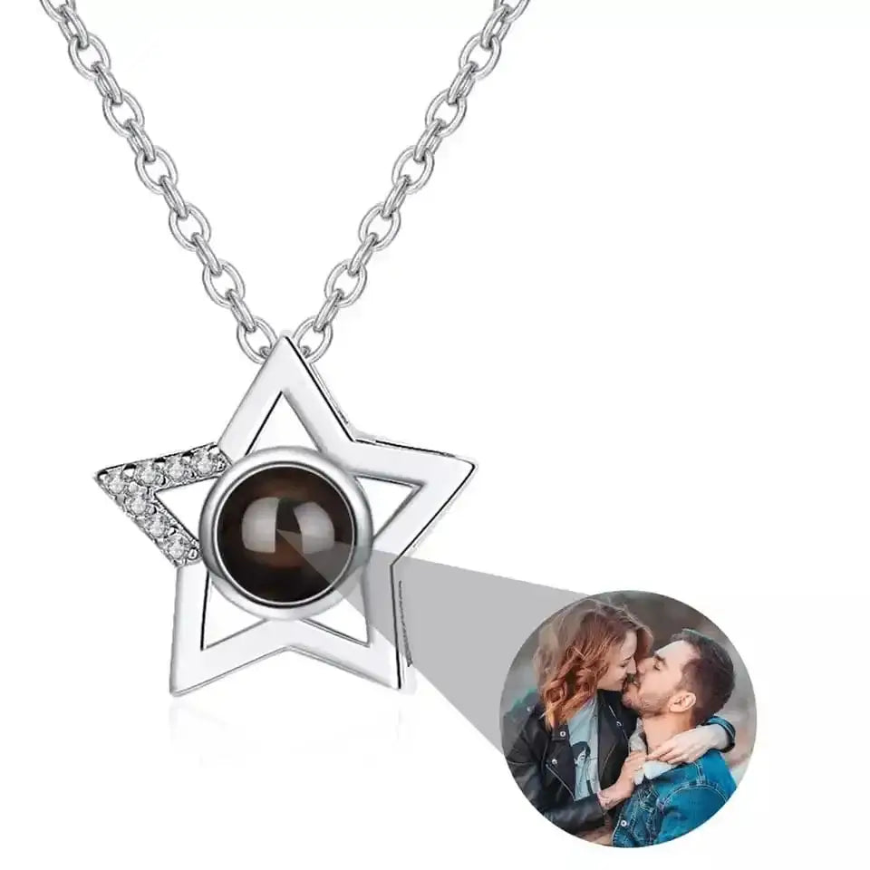 Shopminx Custom Heart Projection Necklace – Personalized Photo Memory Gift Style 8 / Picture color / United States