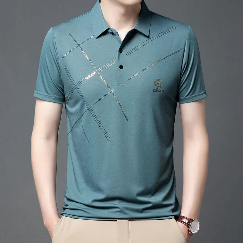 Business Casual Men Striped Polo Shirts