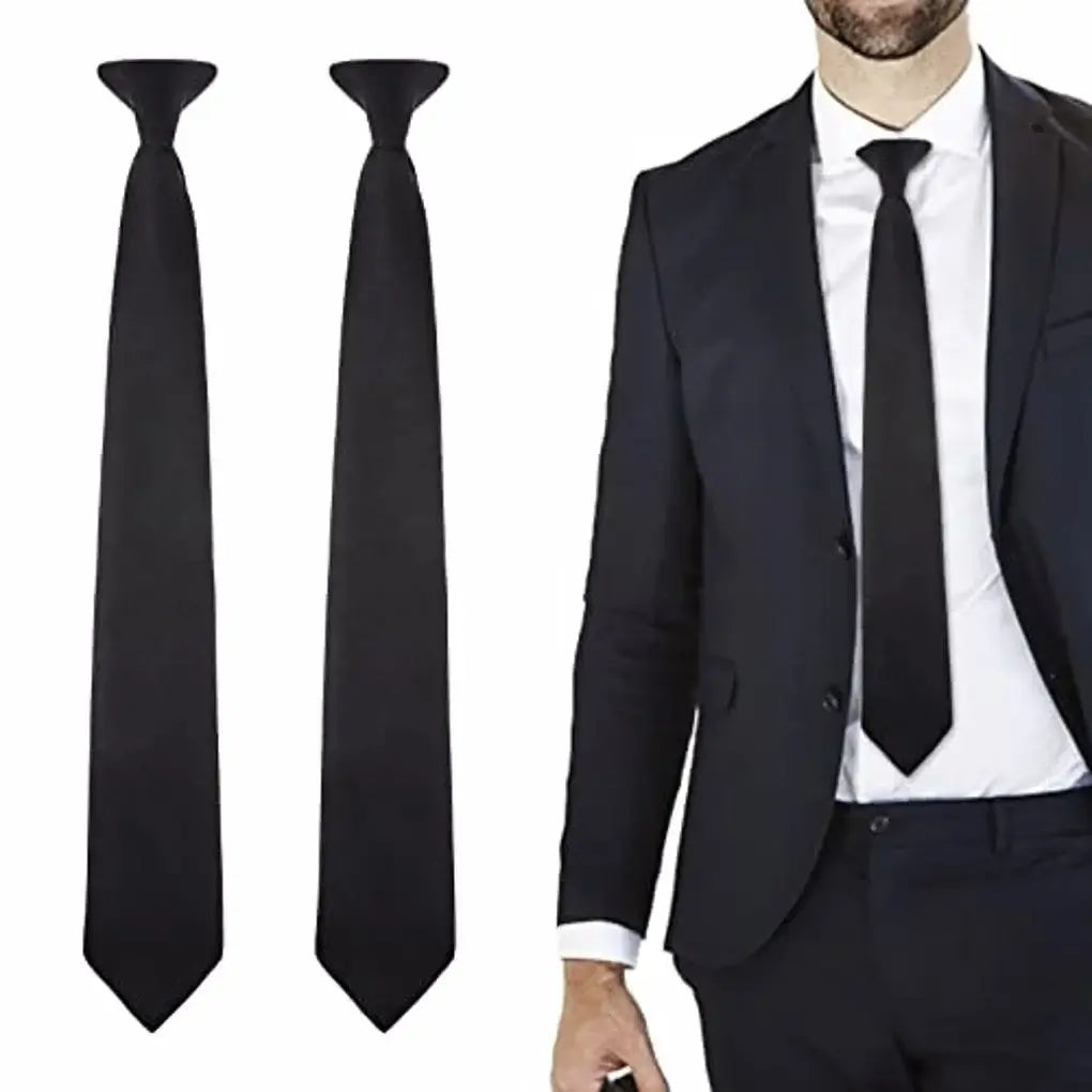 2PCS Adjustable Men’s Suit Ties – Formal & Casual Clip-On Necktie Set Dark Blue / United States