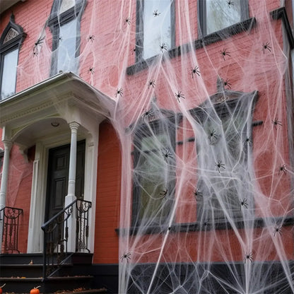 Halloween Spider Web Decoration with 60 Fake Spiders WHITE / L / United States
