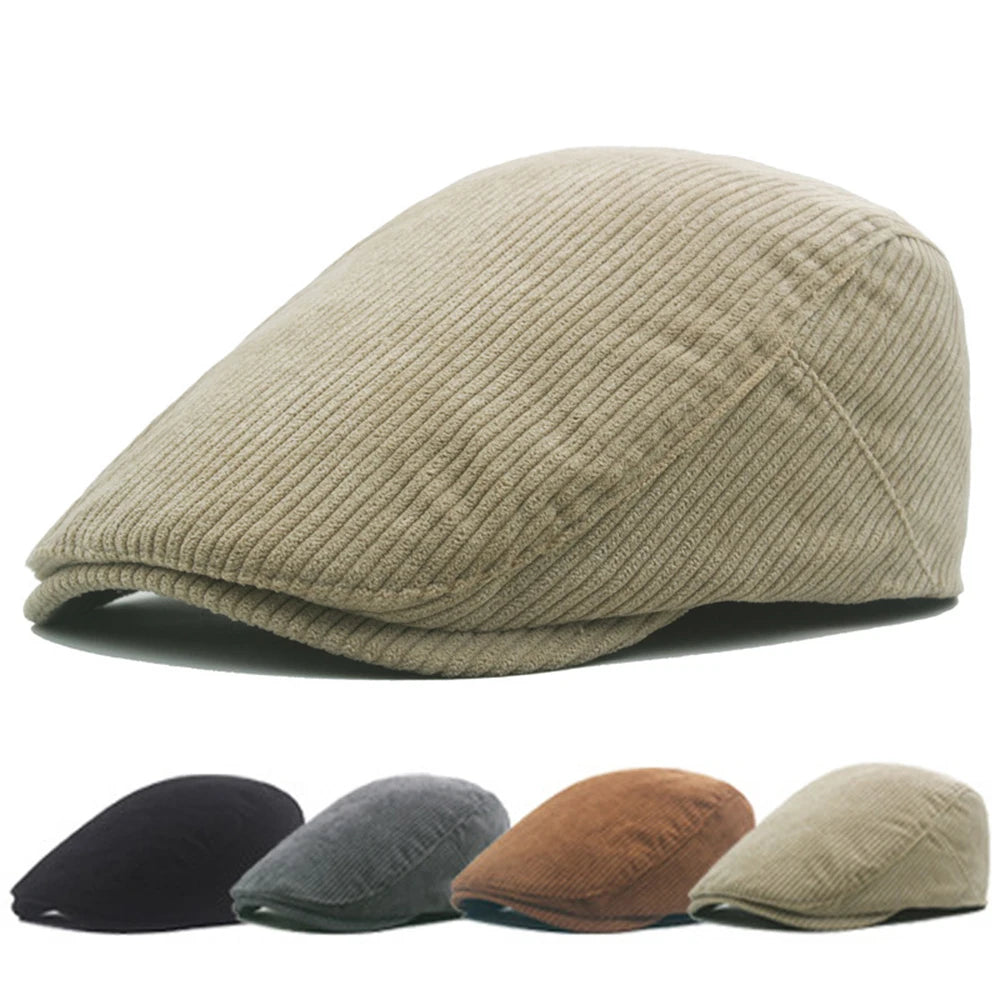 Autumn Corduroy Beret Hat Men