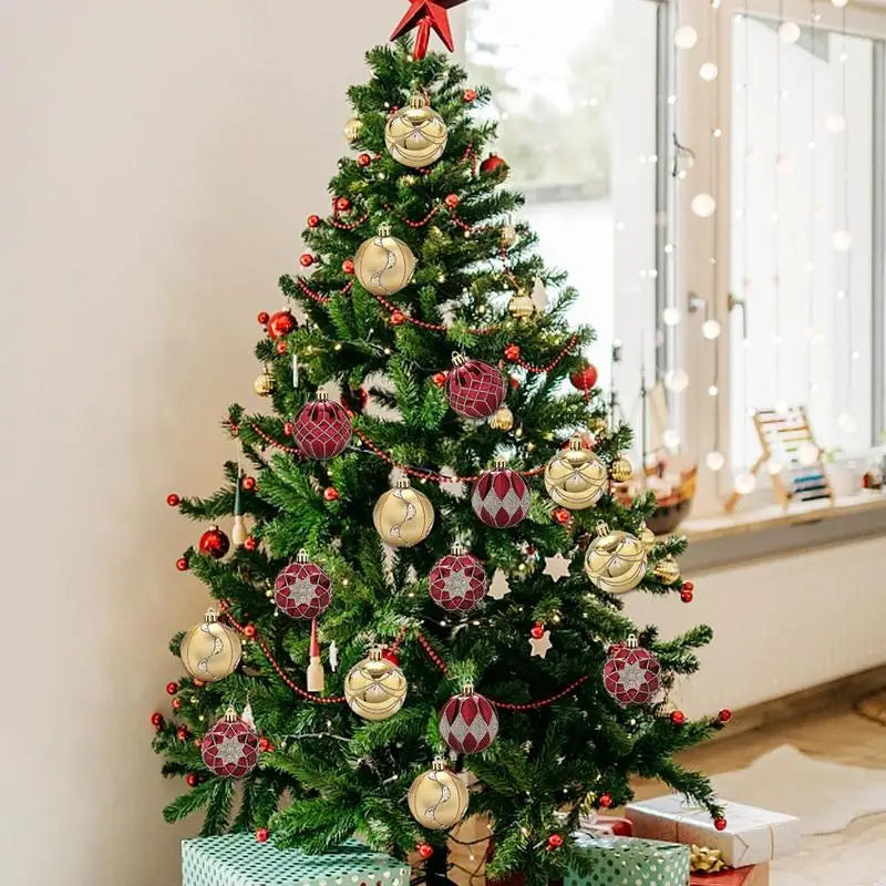 16PCS Painted Christmas Tree Balls – Colorful Holiday Ornaments