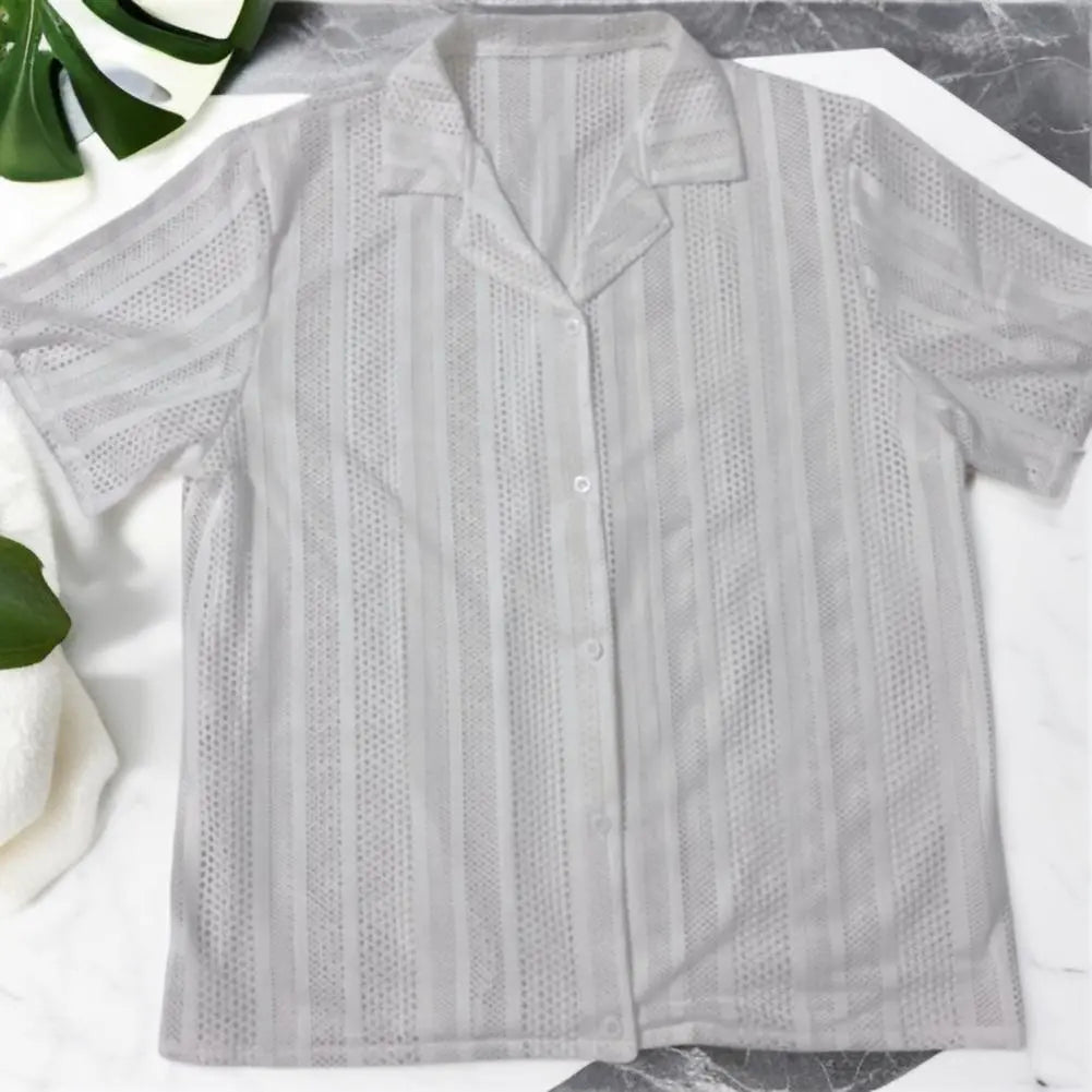 Spring Shirt Hollow Out Short Sleeves