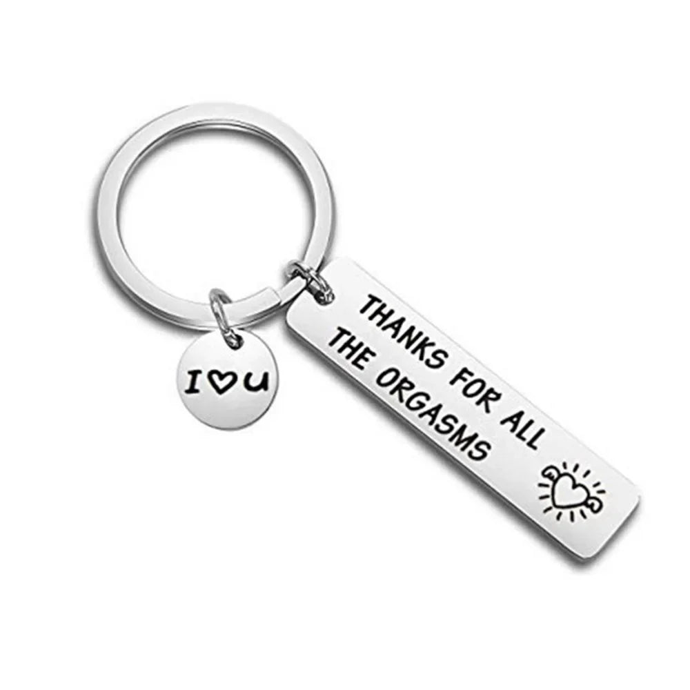 Couples Valentines Keychain Thanks for All The Orgasms Keychain