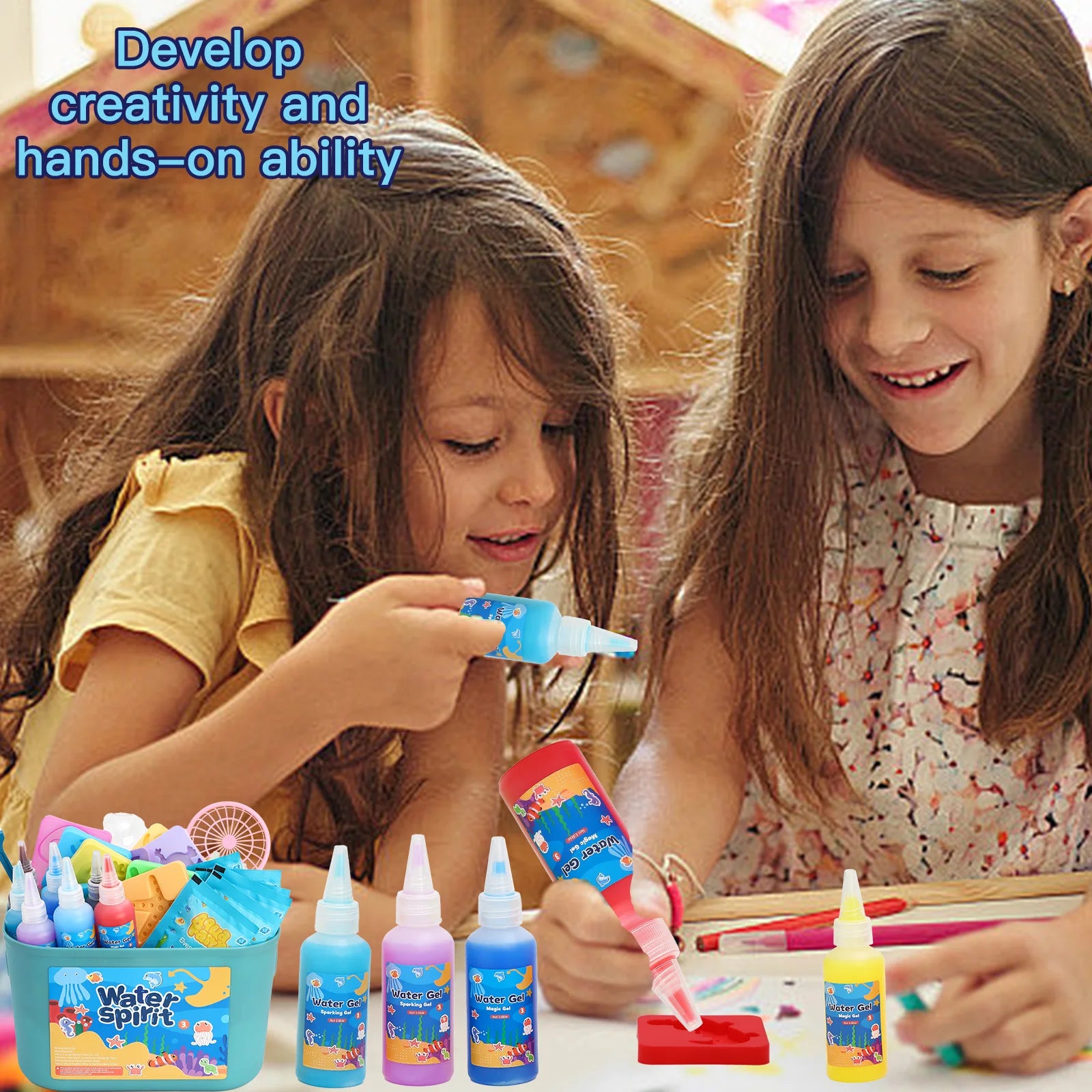 Magic Water Elf Toy Set – Creative DIY Squishy Craft Kit with 20 Gels & 18 Molds