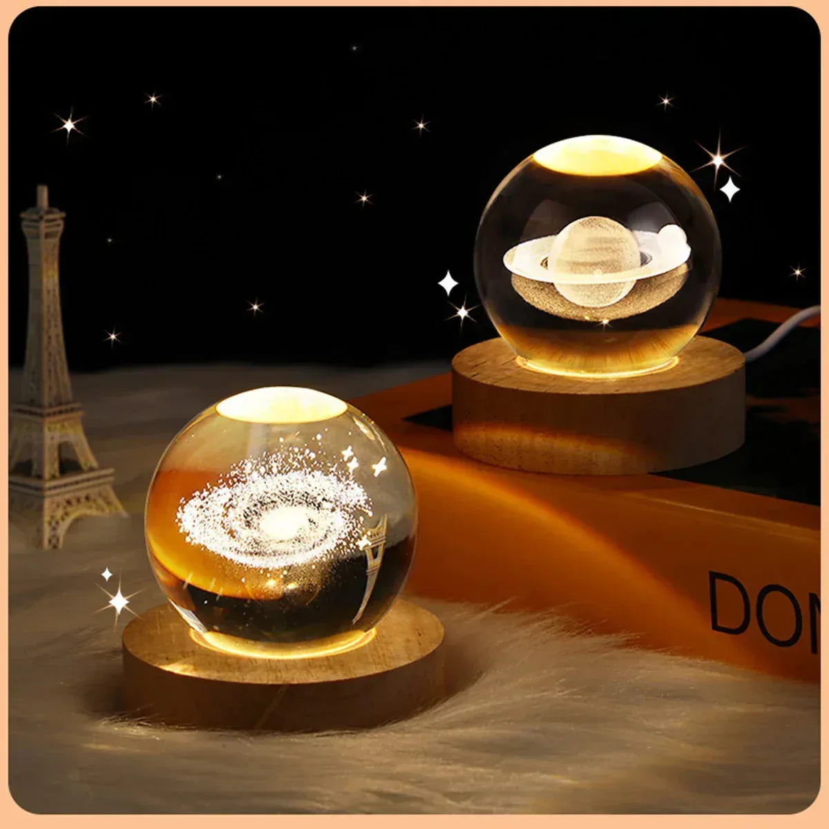 Galaxy Night Light Crystal Ball Warm Light Base / 01