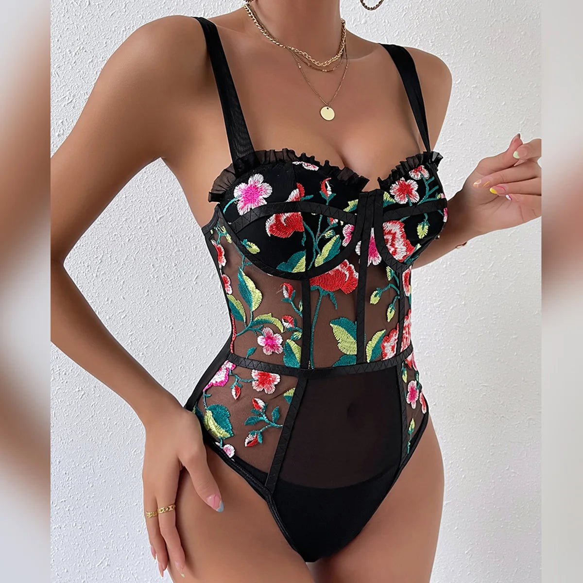 Embroidery Coquette Bodysuit