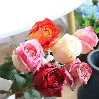 Artificial Burnt Edge Rose Buds Wedding Milky white / 1pcs