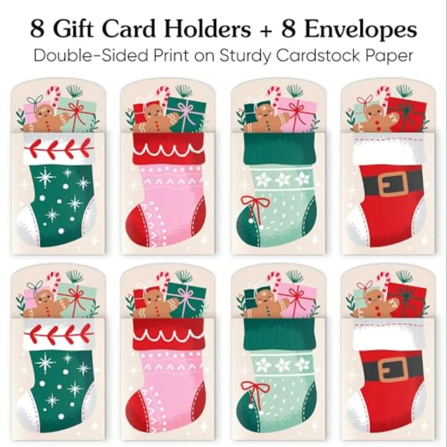 Big Dot of Happiness Christmas Stockings – Gift Card & Money Holders with Envelopes