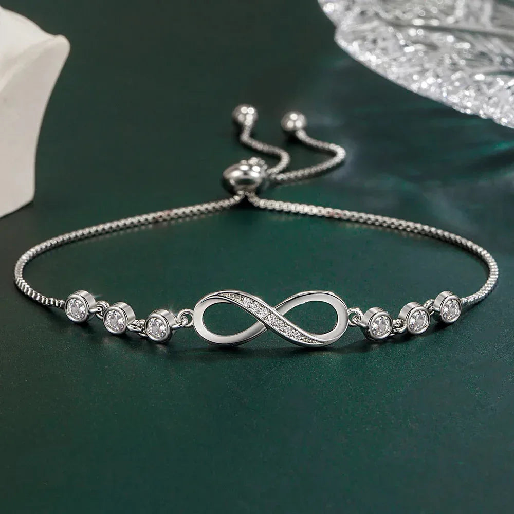 Infinite Inlaid Round Cubic Zircon Bracelet silver