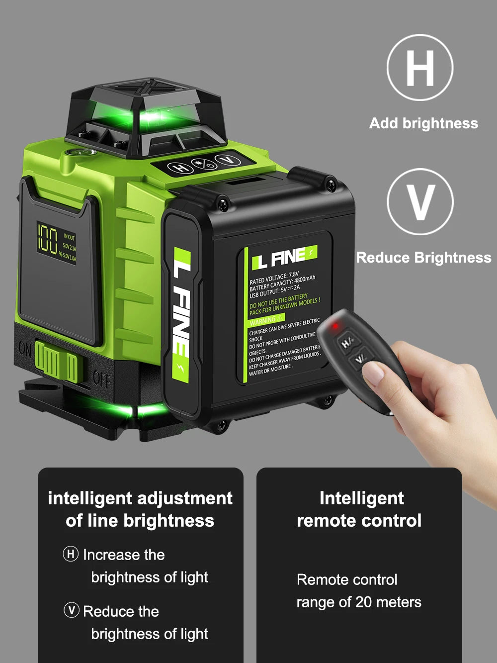 Laser Lines Horizontal And Vertical With Remote Control