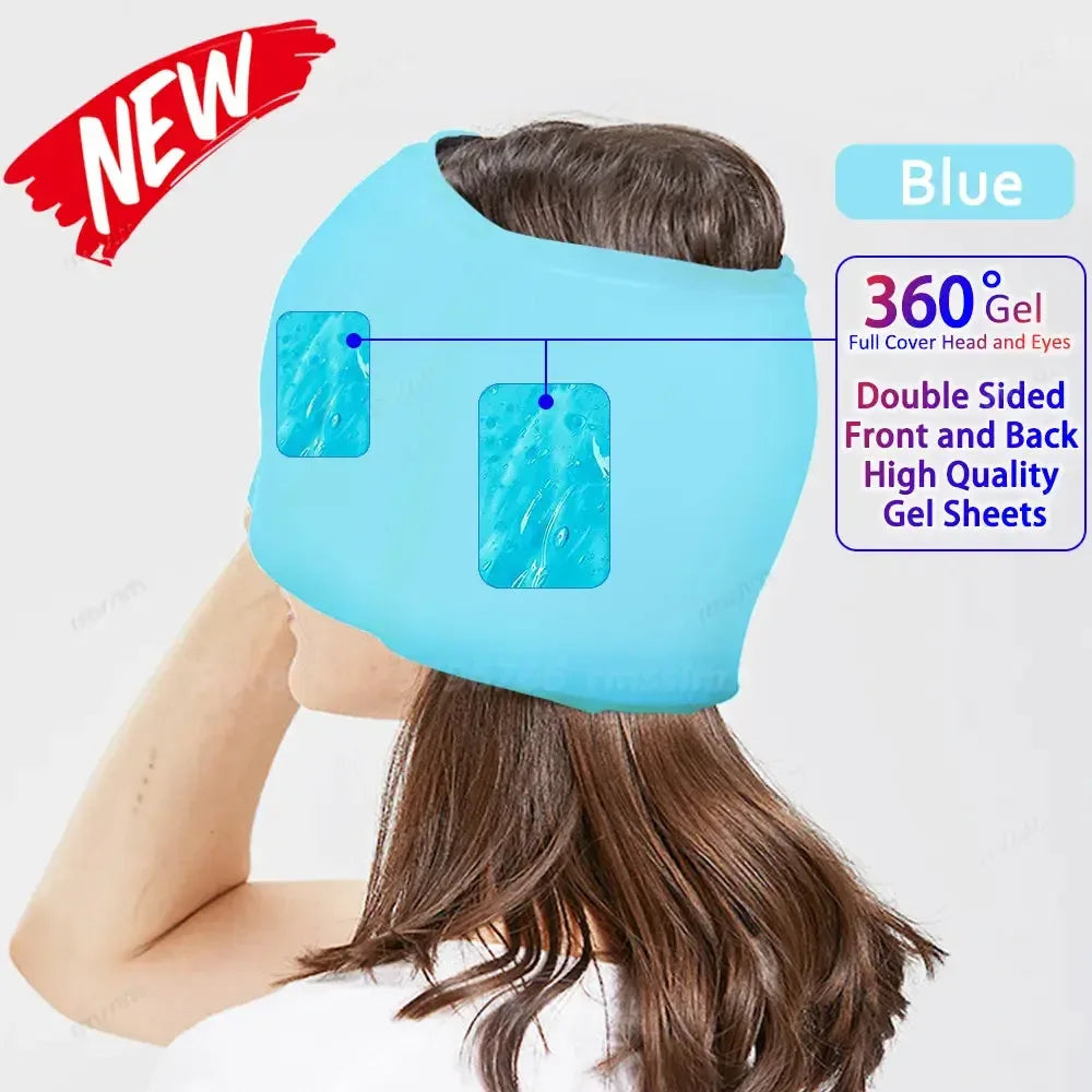 Hot Cold Therapy Headache Migraine Relief Cap 360Full PY Blue