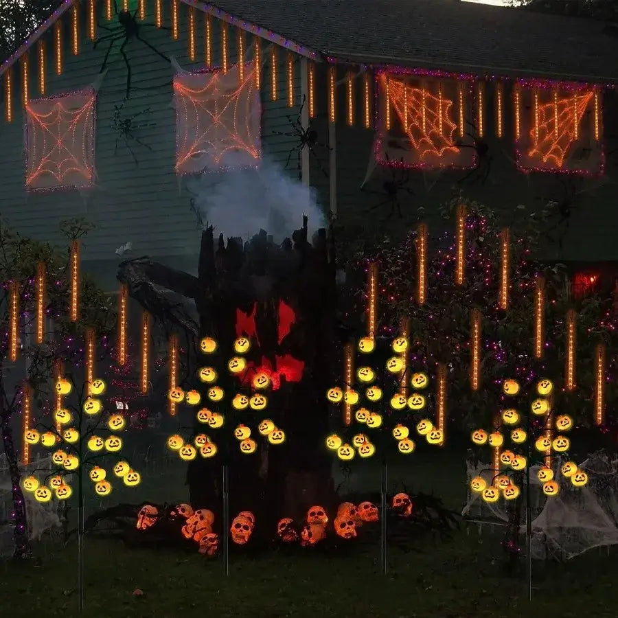 4-Pack Solar Pumpkin Stake Lights with 80 LEDs