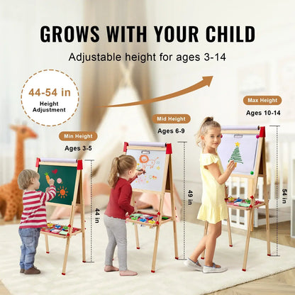 SucceBuy Wooden Kids Art Easel – Double-Sided Magnetic Drawing Board