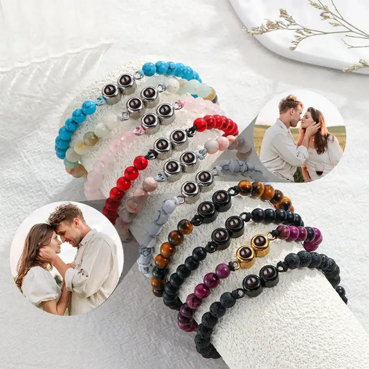Multiple Photo Projection Bracelets Style 1 / Silver Beads / United States