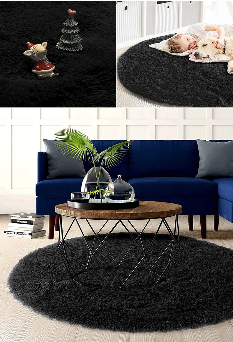 Fluffy Round Carpet In The Living Room