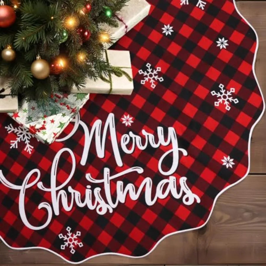 Buffalo Plaid Burlap Christmas Tree Skirt