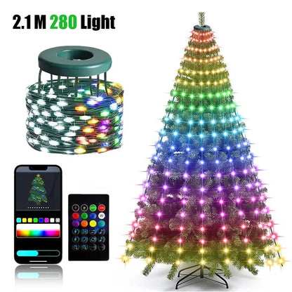 Smart LED Christmas Tree Lights – App Controlled Multicolor 2.1M 280Light / US plug / United States