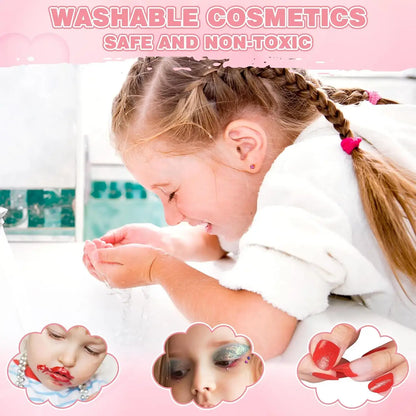 Kids Makeup Kit for Girls – 57-Piece Washable Pretend Play Makeup Set with Cosmetic Case