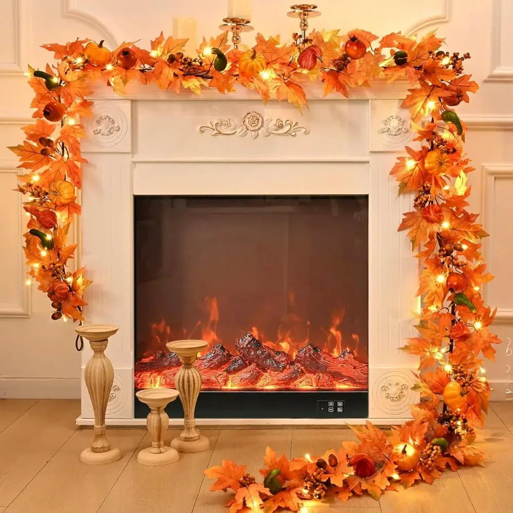 6FT Lighted Fall Garland with Pumpkins & Pomegranates