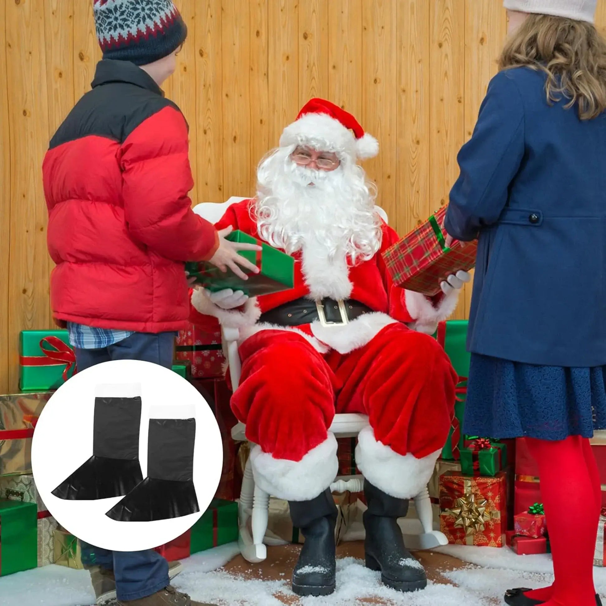 Christmas Santa Claus Costume Set with Sock Shoes & Boot Covers black / 23cm 37cm 43cm / United States