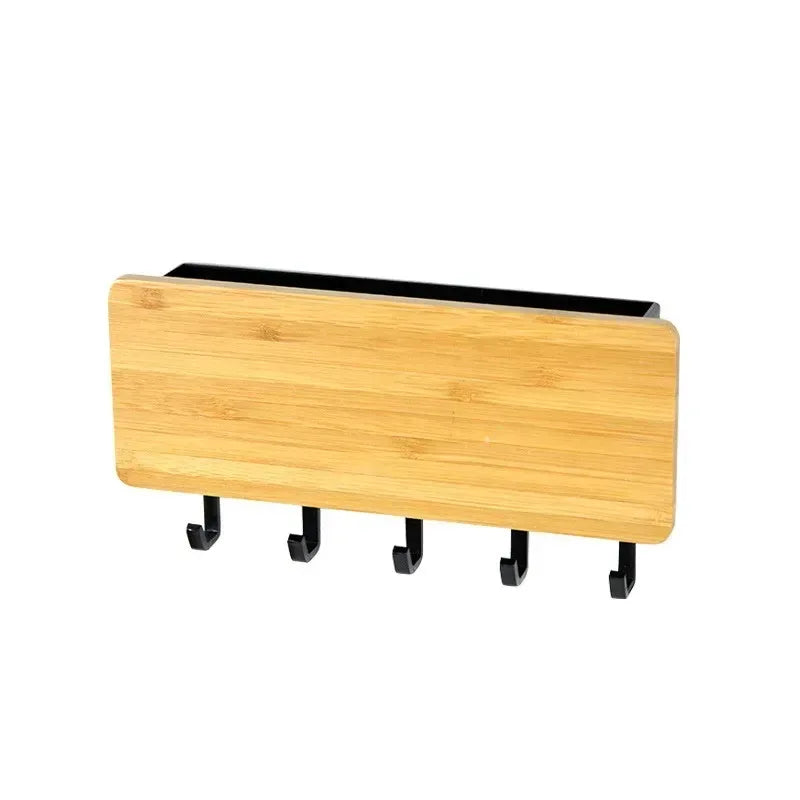 Wall Organizer Hooks Bamboo board black