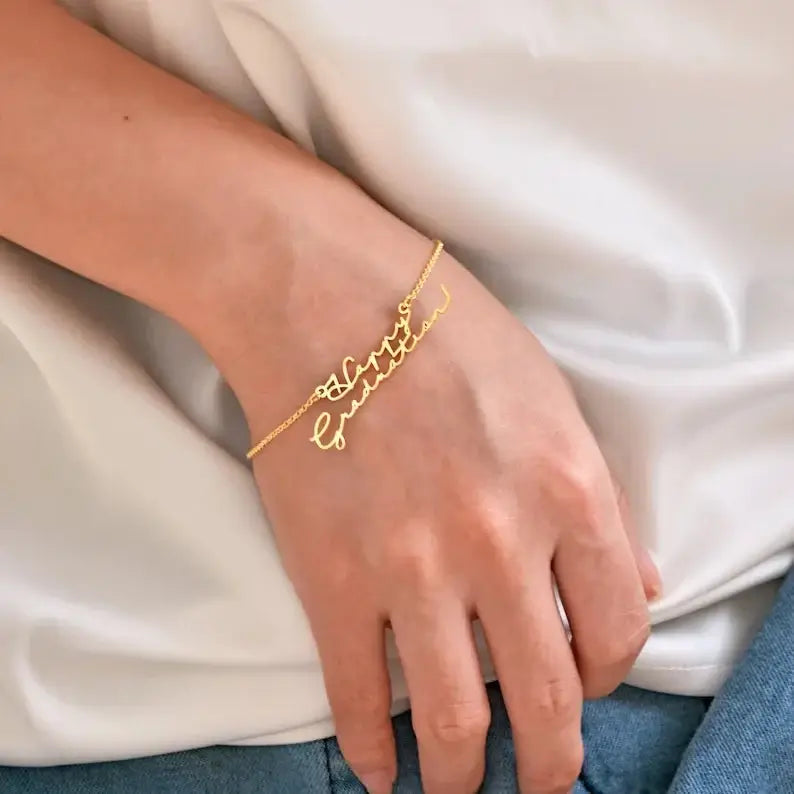 Shopminx Custom Name Bracelet Stainless steel Dainty Bracelets Necklace / 20cm / Silver