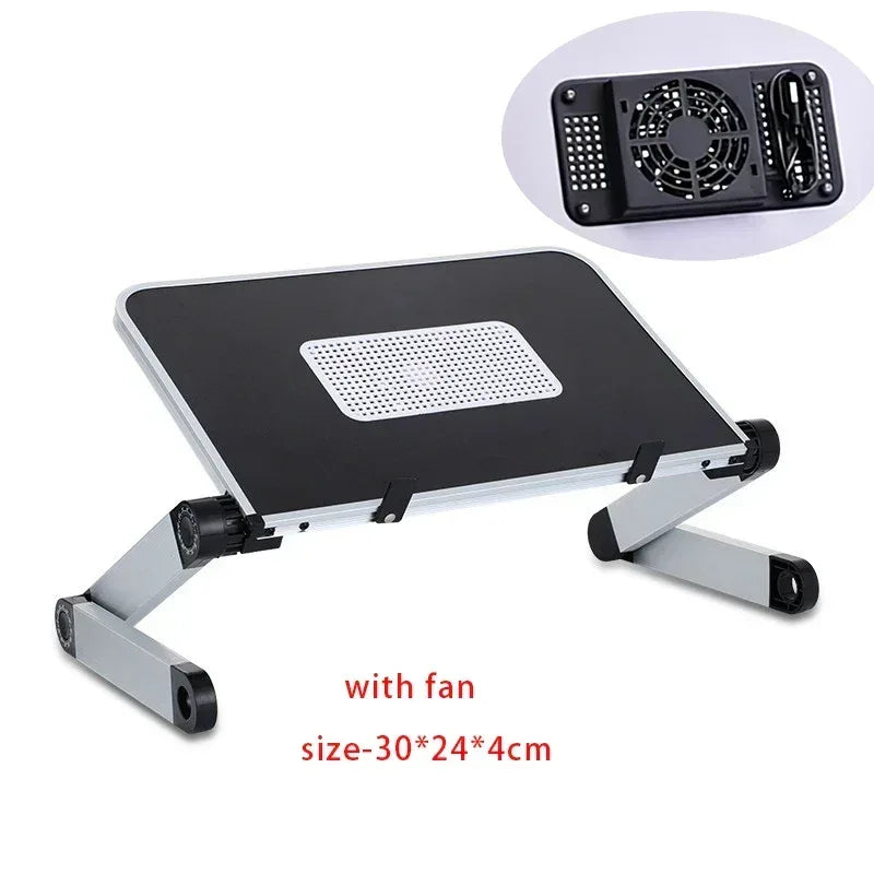 Adjustable Folding Laptop Desk White(with fan)-L