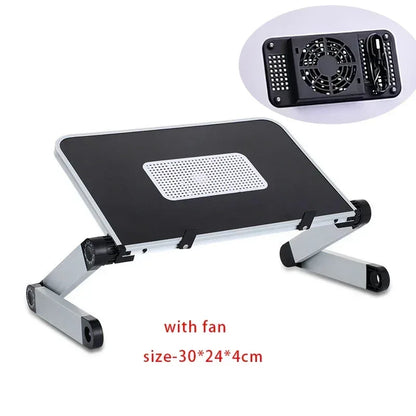 Adjustable Folding Laptop Desk White(with fan)-L