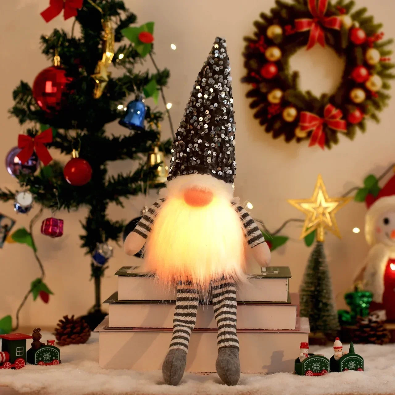 Christmas Elf Knitted Gnome with LED Light