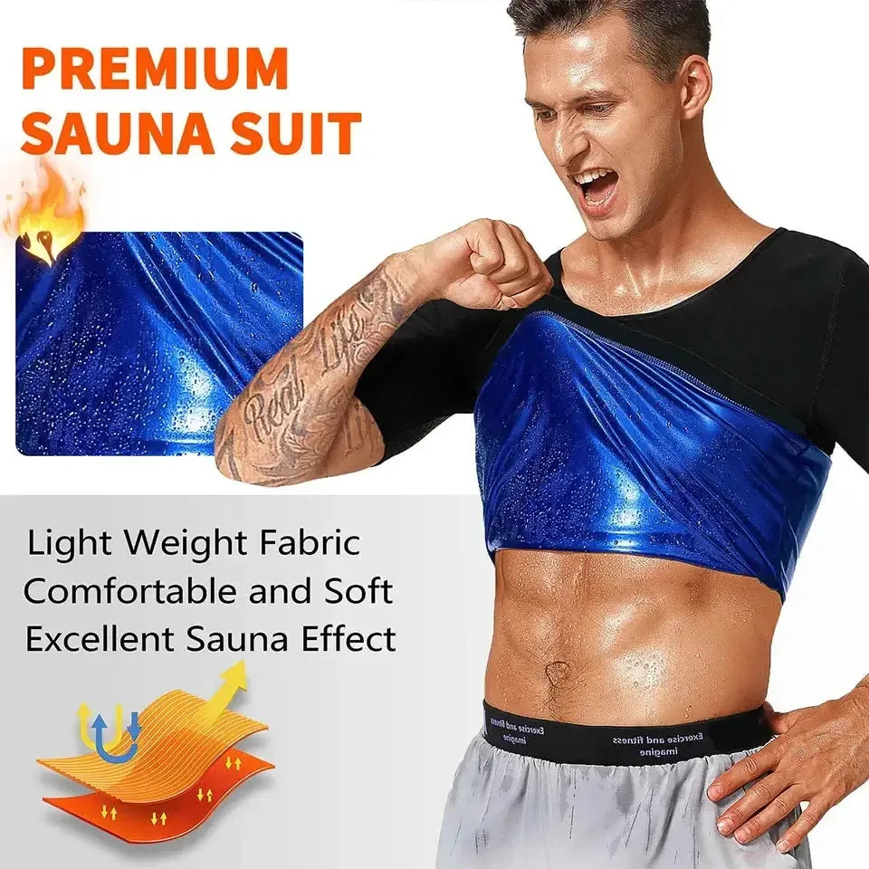 Men Sauna Sweat Vest Heat Trapping Compression Shirts Blue / S / United States
