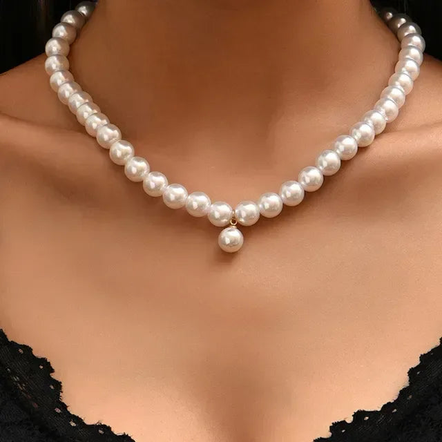 Trend Elegant Jewelry Wedding Big Pearl Necklace 14