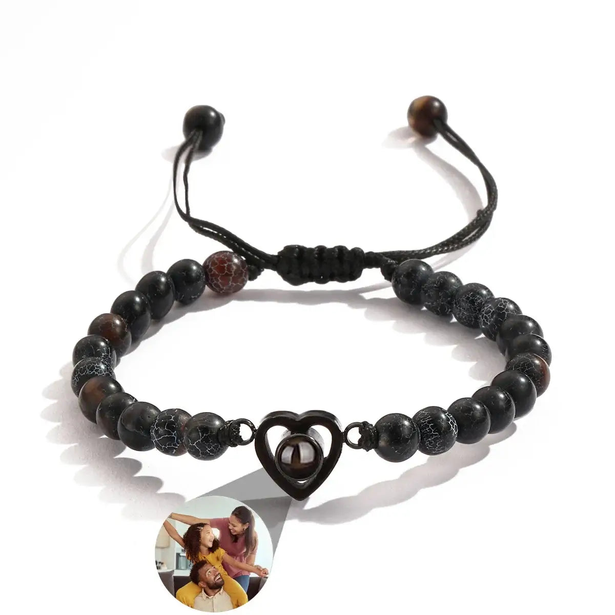 Shopminx Custom Photo Projection Bracelet Personalized Picture Jewelry Gift for Women Style1 / Silver Bead / United States