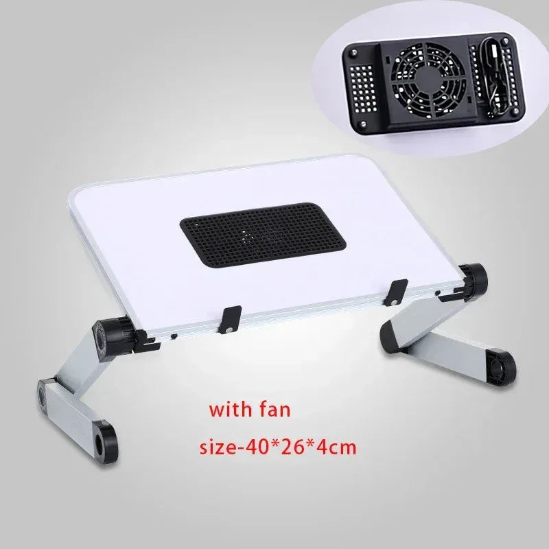 Adjustable Folding Laptop Desk White(with fan)-L