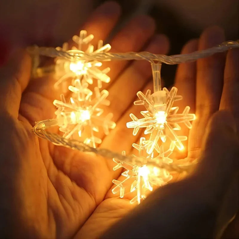 Snowflake String Fairy Lights – 10 LED Christmas Garland for Tree & Home Décor
