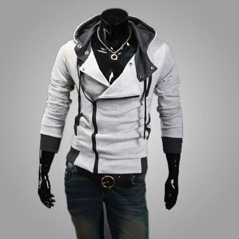 Black Cardigan Hoodies Outerwear Light Gray / M